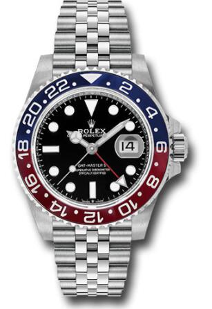 Replica Rolex Steel GMT-Master II 40 Watch 126710BLRO Blue And Red Pepsi Bezel Black Dial Jubilee Bracelet